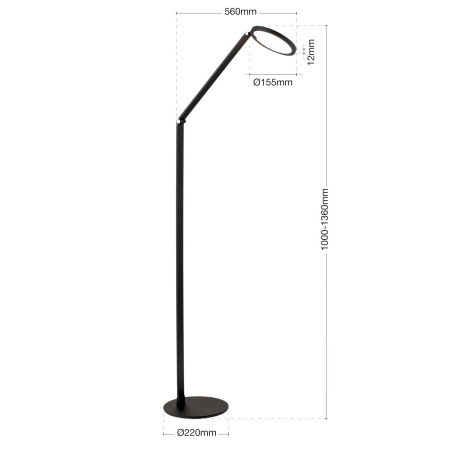 лампион / правостояща лампа Stl 12-1289 schwarz (LED 12W/800lm/3000K - Изображение 6