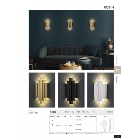 аплик A38140B (16/3814 10x2,1W/3000K Wall Textured White - Изображение 3