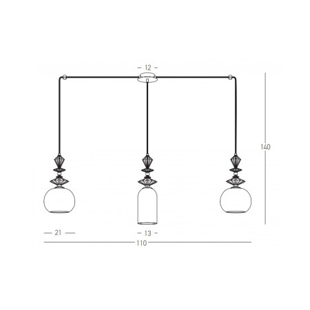 полилей 22153 LINE LIGHT 3XE27 MAX 40W METAL GLASS ANTIQUE - Изображение 2