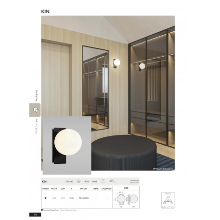 аплик A8169191N (16/8169 Wall 5W/3000K Opal/Black) - Изображение 6