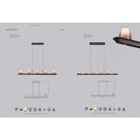 полилей 9435 Ash LED Pend 3000K 55W Small Triac Dimmer ALABASTRO - Изображение 4