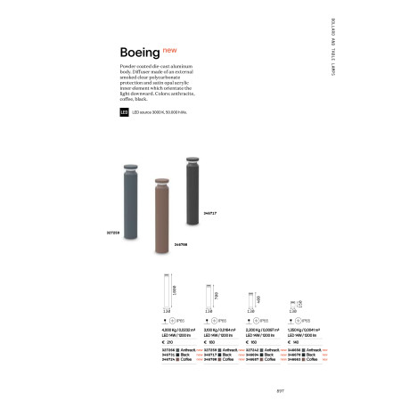 външна лампа BOEING PT H070 NERO - Изображение 3