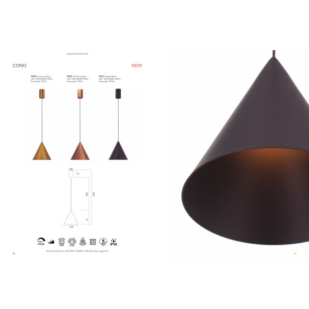 пендел 9451 Black LED Pendant 10W 18 cm - Triac Dimmer CONO - Изображение 8