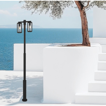 външна лампа E339 OUTDOOR LAMP POST 2XE27 MAX 15W ALUMINIUM BLA - Изображение 1