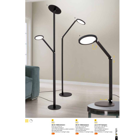 лампион / правостояща лампа Stl 12-1289 schwarz (LED 12W/800lm/3000K - Изображение 7