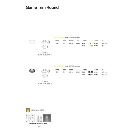 луничка / луна GAME TRIM ROUND 05W 3000K BK GD - Изображение 2