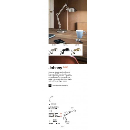 настолна лампа JOHNNY TL1 NERO - Изображение 2