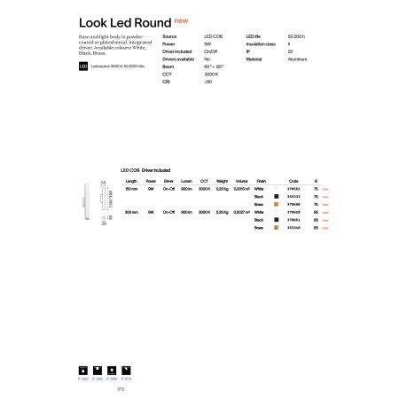 аплик LOOK LED AP2 ROUND D30 H150 ON-OFF BIANCO 3000K - Изображение 2