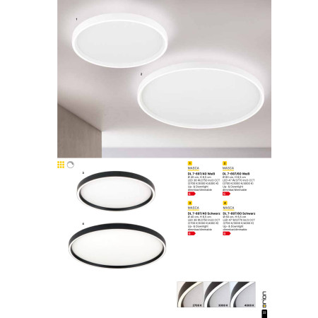 плафон DL 7-697/40 schwarz (LED36W/2750lm/CCT) - Изображение 6