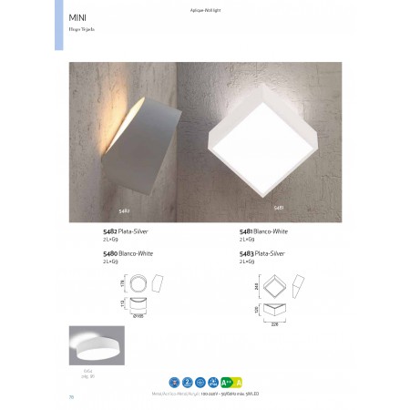 аплик, външна лампа ^5482 WALL 2L ROUND SILVER 2xLED G9 5W (No Inc) - Изображение 4