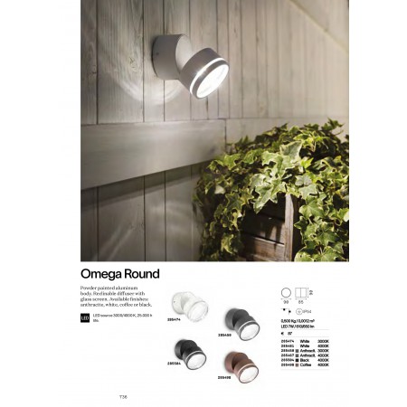 външна лампа OMEGA AP ROUND BIANCO 3000K - Изображение 4
