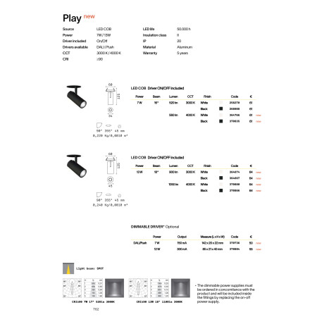 спот лампа PLAY FI 13W 3000K BIANCO - Изображение 4