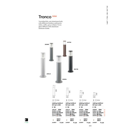 външна лампа TRONCO PT1 H25 BIANCO - Изображение 3