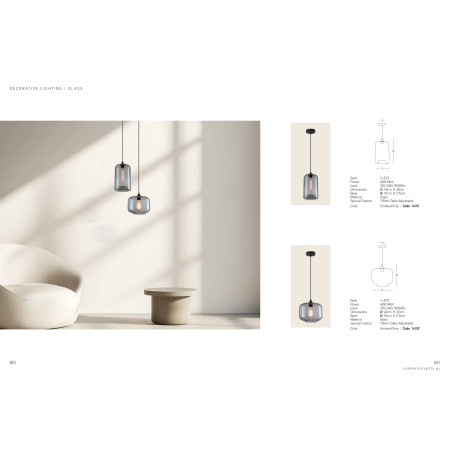 пендел 14101 PENDANT LAMP E27 MAX 40W GLASS SMOKED GREY - Изображение 4