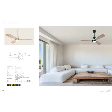 плафон 19141 PENDANT FAN BLACK NATURAL WOOD LED 15W - Изображение 4