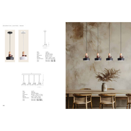 пендел 1992 PENDANT LAMP E27 MAX 40W WOOD LEATHER WHITE - Изображение 2