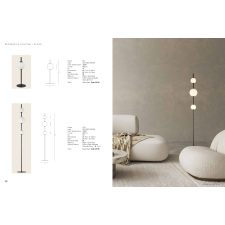 лампион / правостояща лампа 20135 FLOOR LIGHT LED 12W 3000K METAL GLASS BLACK - Изображение 4