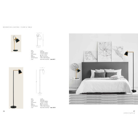 лампион / правостояща лампа 20216 FLOOR LAMP E27 MAX 25W METAL BLACK GOLD - Изображение 3