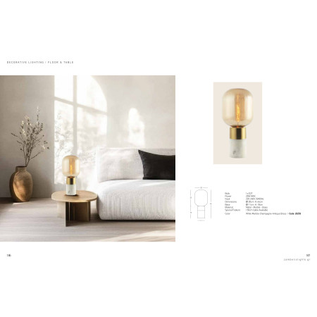 настолна лампа 20253 TABLE LAMP E27 MAX 25W METAL GLASS MARBLE BR - Изображение 4