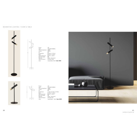 лампион / правостояща лампа 22032 FLOOR LIGHT LED 7W 3000K METAL BLACK GOLD - Изображение 3