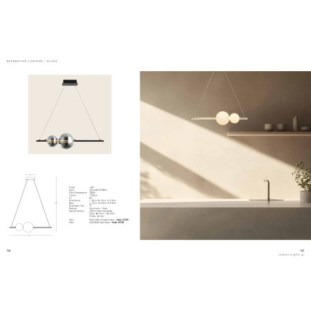 полилей 22108 PENDANT LED LIGHT 13W 3000K ALUMINUM-OPAL G - Изображение 4
