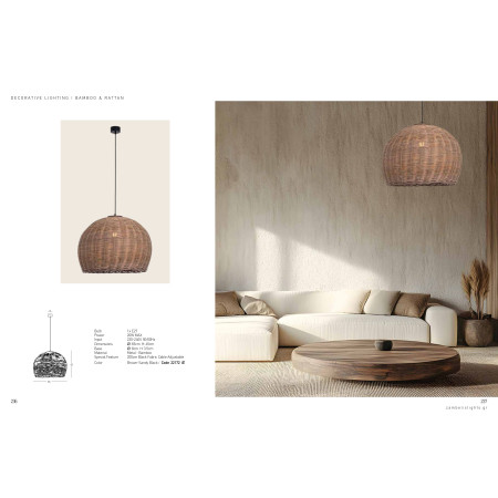 пендел 22172 PENDANT LAMP E27 MAX 20W BROWN BAMBOO - Изображение 4