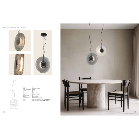 пендел 23072 PENDANT LED LIGHT 8W 3000K METAL-GLASS, BLAC - Изображение 6