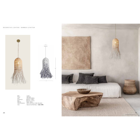 пендел 23196 PENDANT LAMP E27 MAX 20W RATTAN NATURAL - Изображение 4