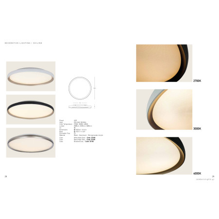 плафон 25189 CEILING LED LIGHT 42W 2700K-3000K-4000K ALU - Изображение 2