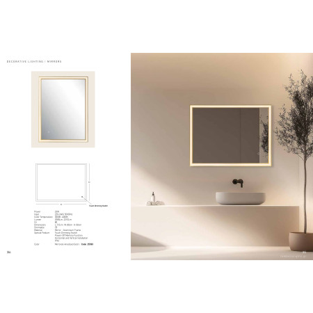 аплик 25393 MIRROR WITH LED LIGHT 23W 3000K-4000K RECTAN - Изображение 3