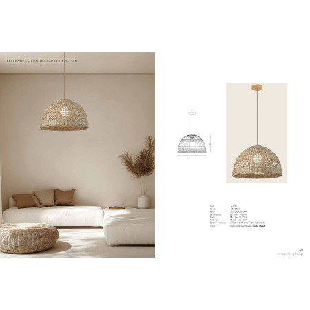 пендел 25443 PENDANT LIGHT 1xE27 MAX 40W NATURAL SEAWEED- - Изображение 3