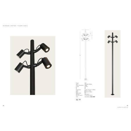 външна лампа E406 OUTDOOR LAMP POST LED 35W 3000K BLACK ALUMINI - Изображение 4