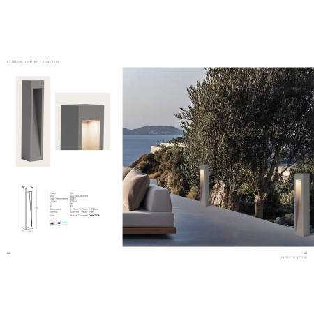 външна лампа E475 OUTDOOR BOLLARD LED LIGHT 9W 3000K CONCRETE - - Изображение 4