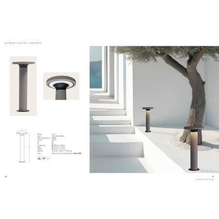 външна лампа E476 OUTDOOR BOLLARD LED LIGHT 11W 3000K CONCRETE - Изображение 4
