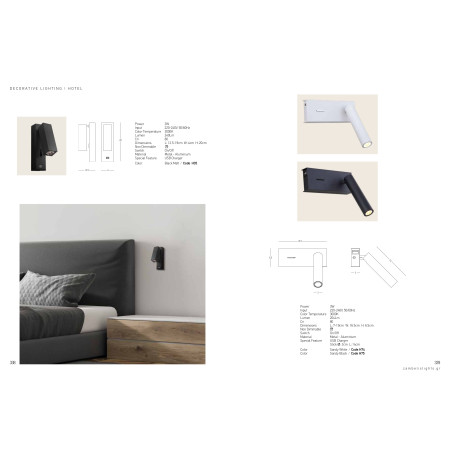 аплик H75 SCONCE LED 3W METAL BLACK USB - Изображение 2