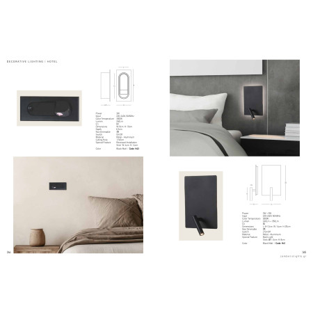 аплик H41 SCONCE LED 3W+ 5W METAL BLACK - Изображение 3