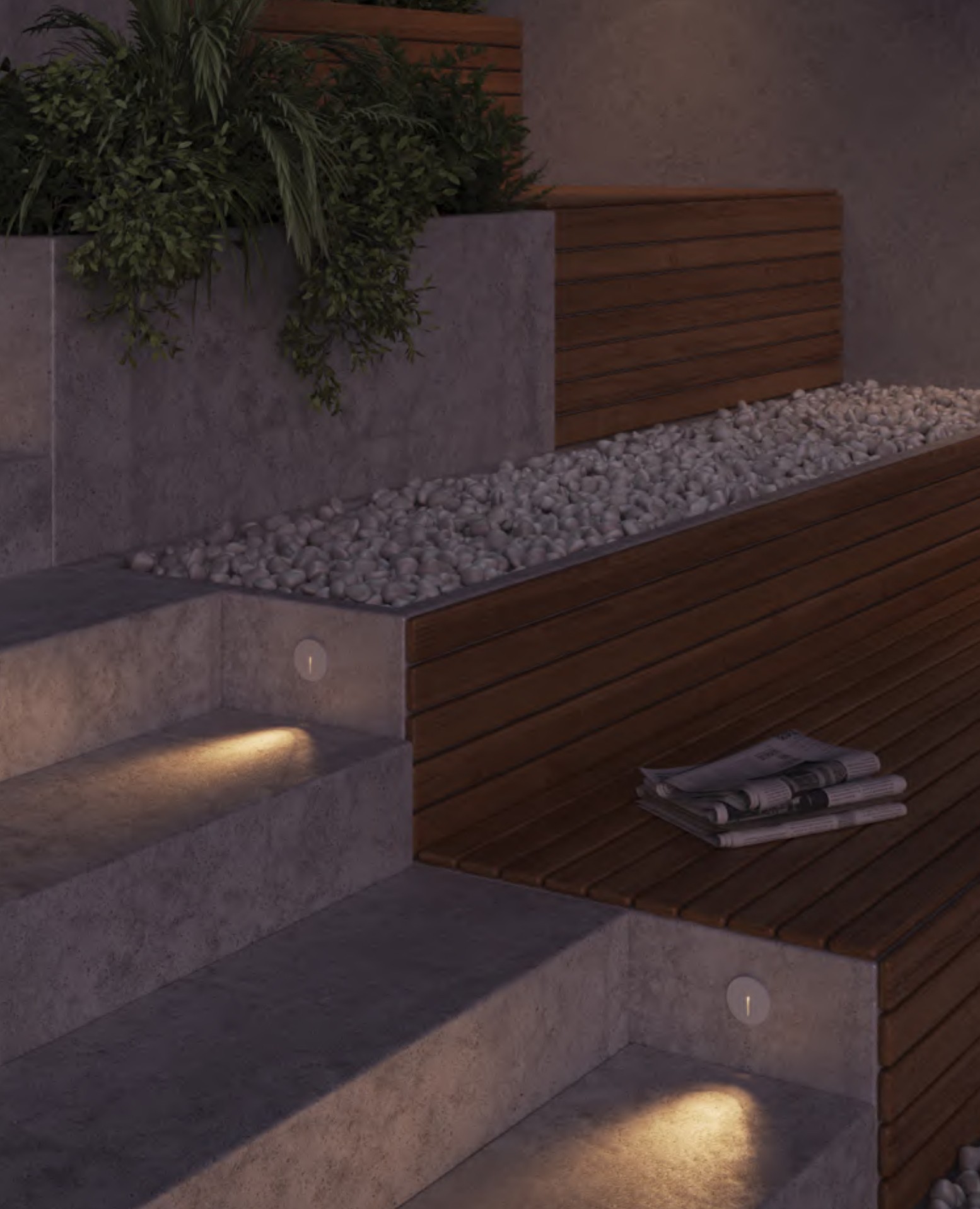 Лампи вградени в стълбите